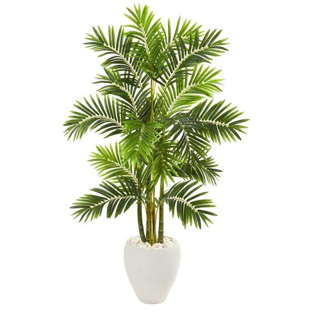 NEARLY NATURALS 63 in. Areca Palm Artificial Tree in White Planter 9805